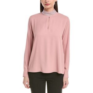 Joseph Ribkoff Womens  Beaded Stand Collar Top, Pink